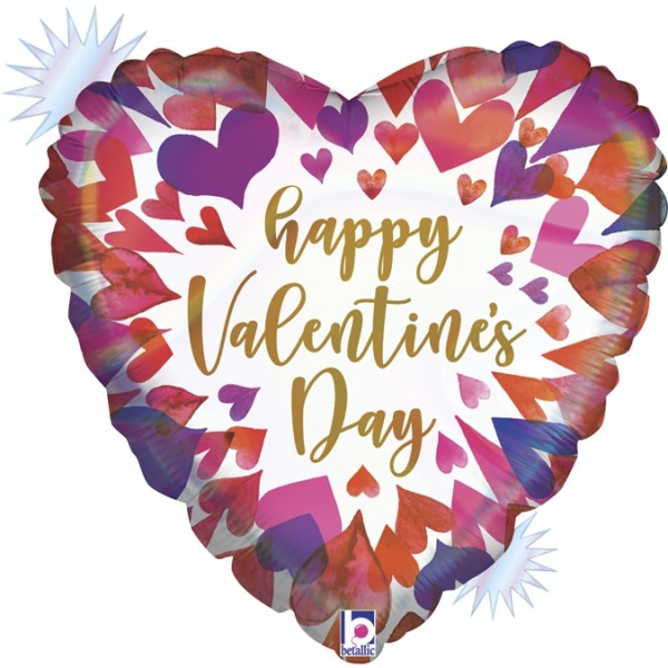 Folienballon Herz Opal "Happy Valentine's Day"