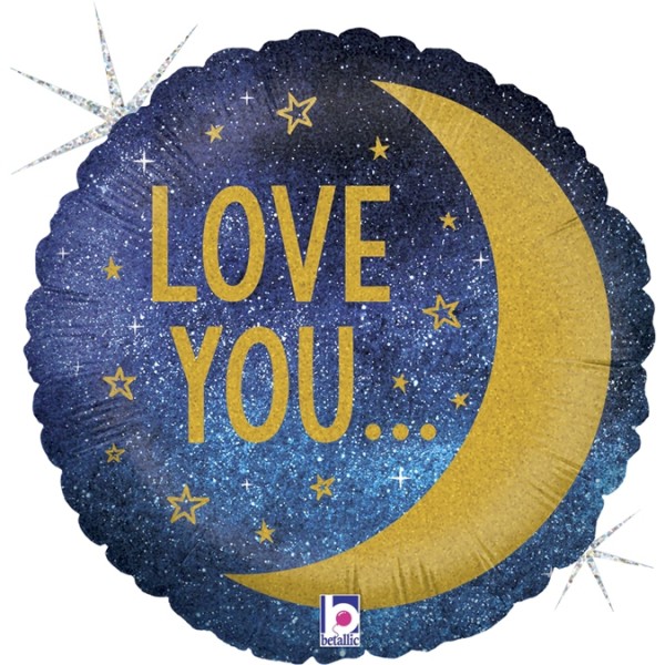 Folienballon "Love You to the Moon and Back" Glitter Holo