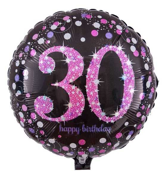 Zahlenballon zum 30. Geburtstag, Radiant schwarz-pink