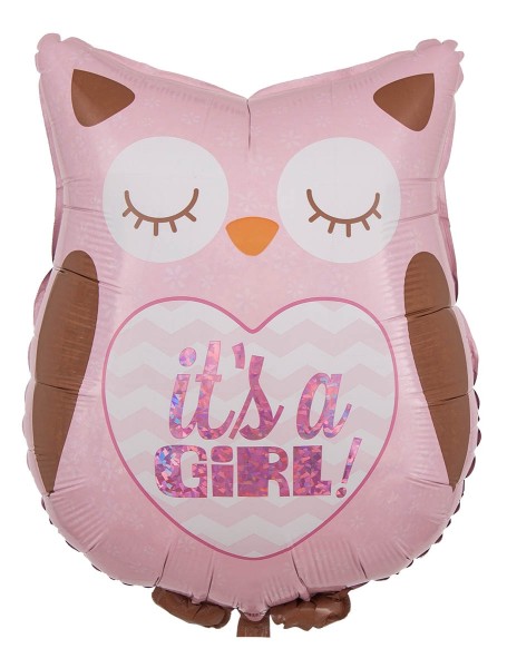 Ballon Eule zur Geburt "It's a Girl"