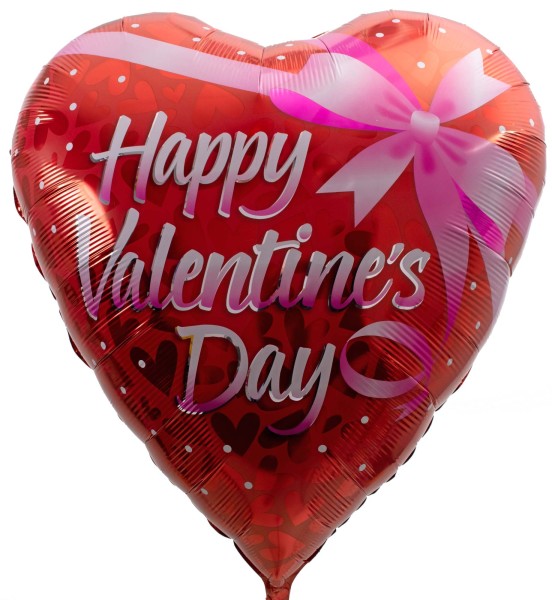 Großes Folienballon Herz mit Schleife "Happy Valentine's Day"