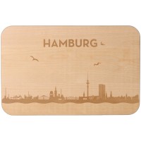 Frühstücksbrett Skyline Hamburg 23cm x 15cm x 1cm  Frühstücksbrett Skyline Hamburg 23cm x 15cm x 1cm