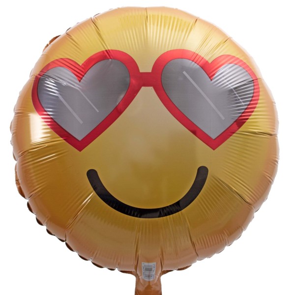 Smiley Ballon mit Herz-Sonnenbrille