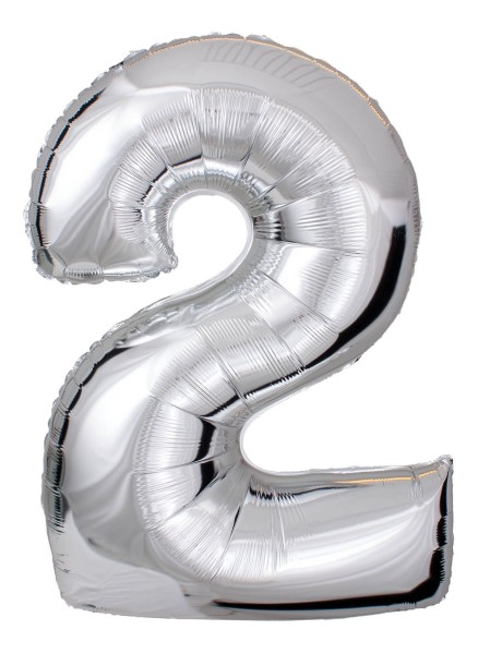 Zahlenballon Silber "2"