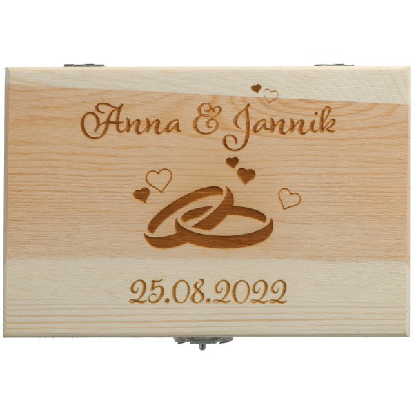 Geschenkbox Hochzeit Ringe mit "Name & Datum"