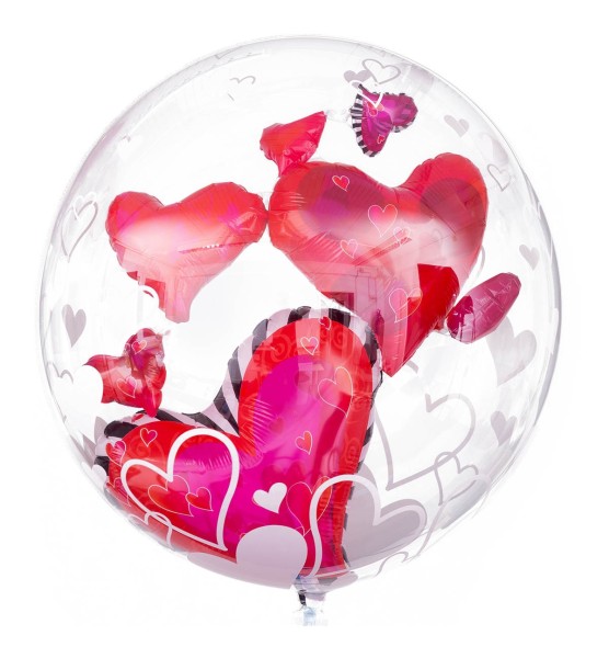 Bubble Ballon "Mit Herzen gefüllt"