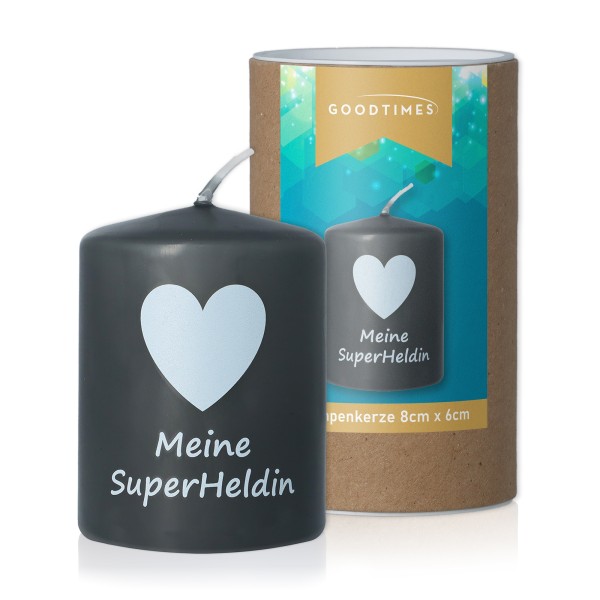 Stumpenkerze "Meine SuperHeldin" Schwarz