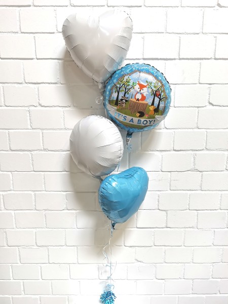 Ballonset Waldtiere zur Geburt "It's a Boy" Blau