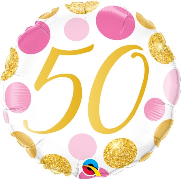 Gold-Pink gepunkteter Geburtstagsballon "50"