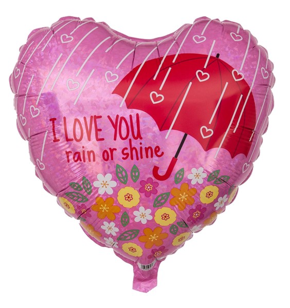 Herzballon "I love you, Rain or Shine" Holo