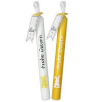 Kerzen-Set Gelb/Weiß "Frohe Ostern"  Kerzen-Set Gelb/Weiß "Frohe Ostern"