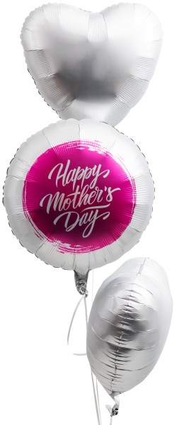 Deko Ballonset Muttertag "Happy Mothers Day" magenta & weiß