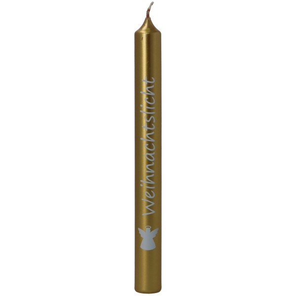 Stabkerze "Weihnachtslicht" Metallic Gold, weißer Engel