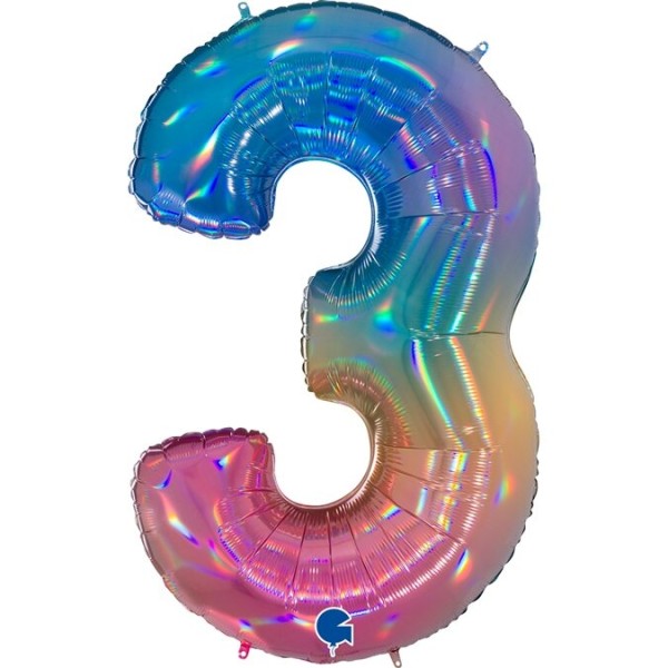 Zahlenballon Regenbogen "3"