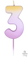 Kerze Roségold Zahl 3  Kerze Roségold Zahl 3