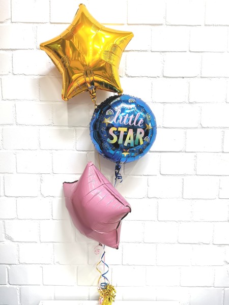 Ballonset zur Geburt "Little Star" Rosa/Gold
