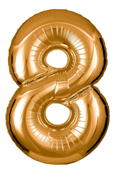 Zahlenballon Gold "8"
