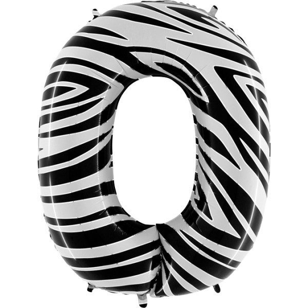 Zahlenballon Zebramuster "0"