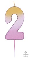 Kerze Roségold Zahl 2  Kerze Roségold Zahl 2