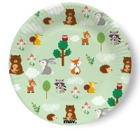 Pappteller klein "Happy Birthday" Waldtiere, 8 Stück  Pappteller klein "Happy Birthday" Waldtiere, 8 Stück
