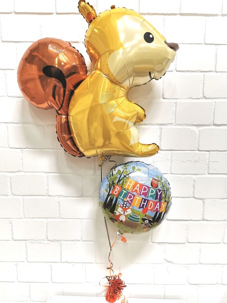 Ballonset Waldtiere mit Eichhörnchen "Happy Birthday"