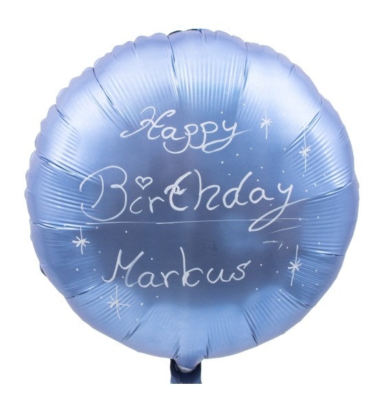 Folienballon Rund Handbeschriftet, Satin Blau