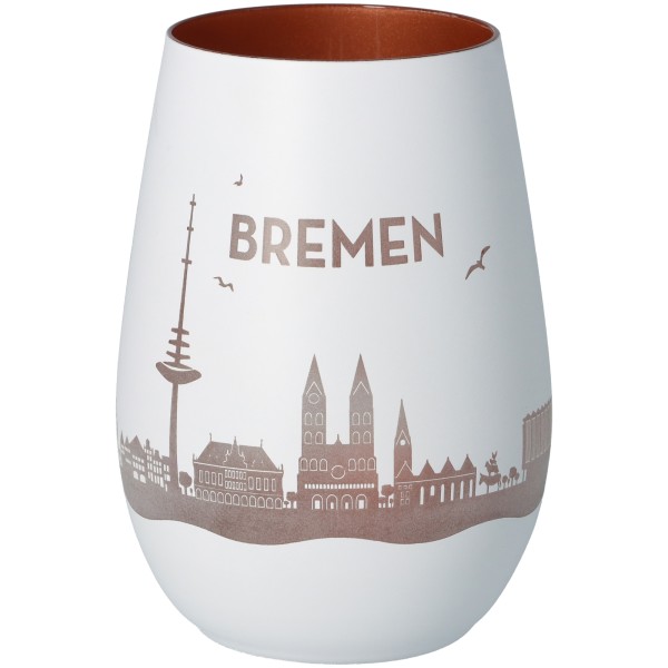 Windlicht Skyline Bremen Weiß/Bronze