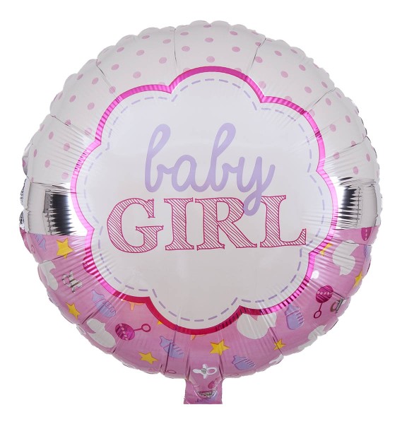 Luftballon zur Geburt "Baby Girl", rosa-weiß